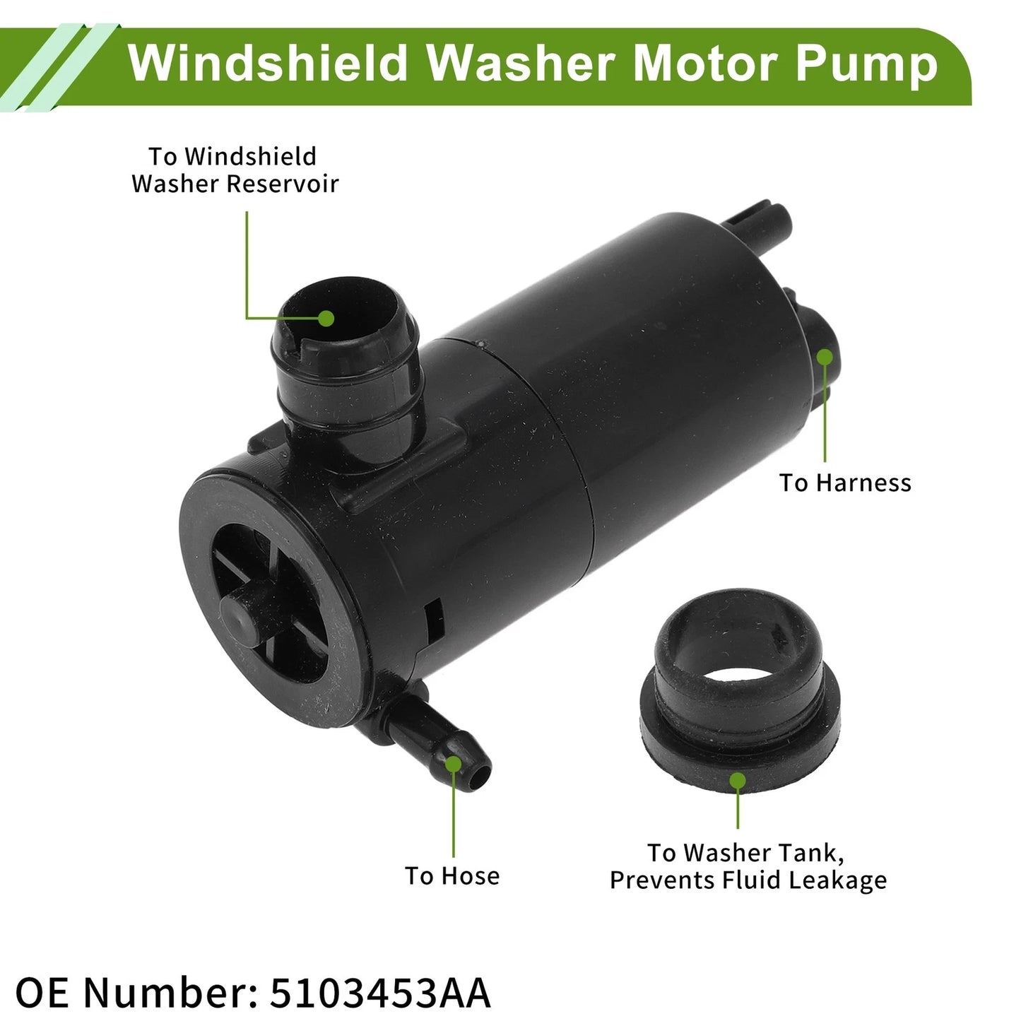 Windshield Washer Pump w/Grommet for Jeep (2011-2018)