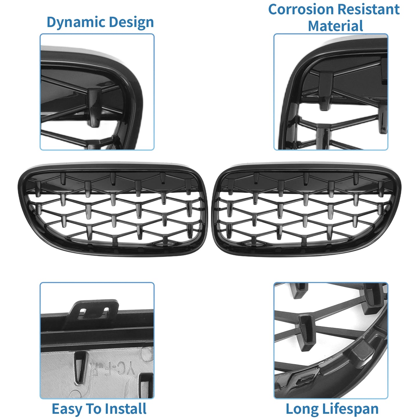 Front Hood Bumper Grille for BMW 335is 335i 328i xDrive (2011-2013) 1 Pair