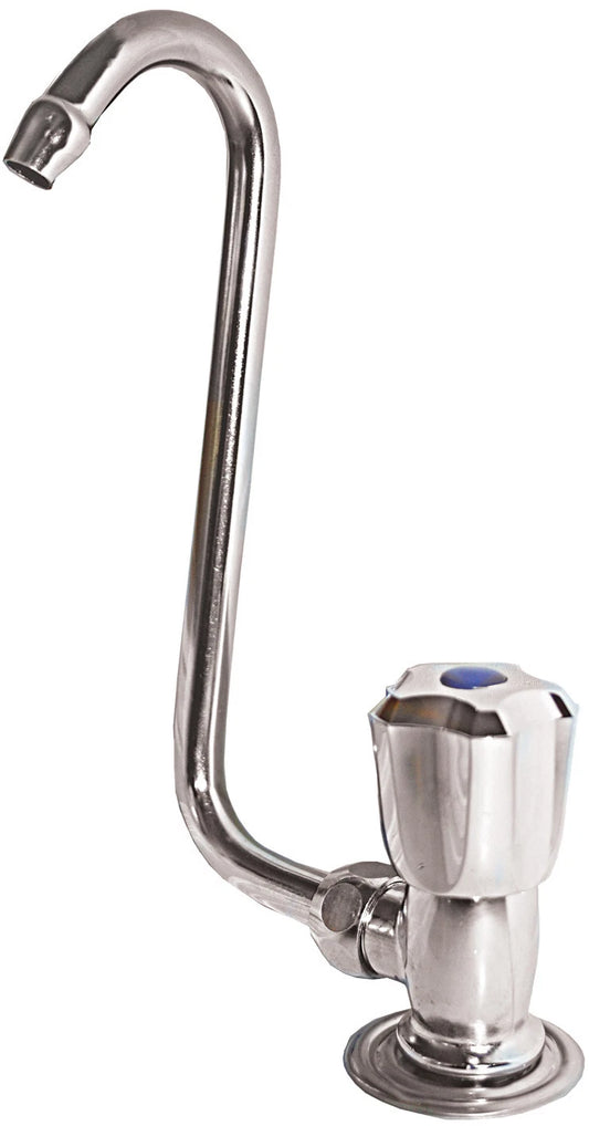 Single Tap Faucet Right Hand Blue Cold 360° Fold Down Chrome Plated Brass