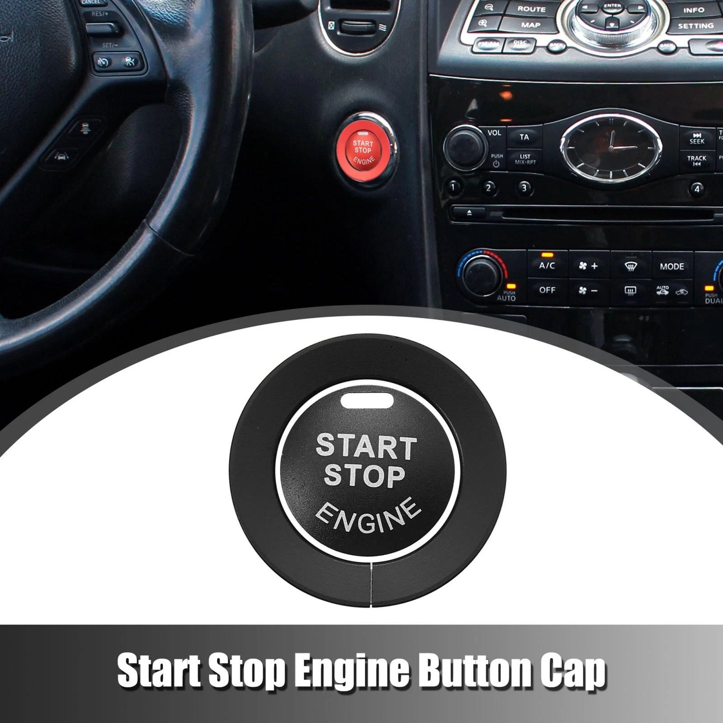 Push Start Button Cover & Ring for Infiniti Q50 Q60 QX60 - Black