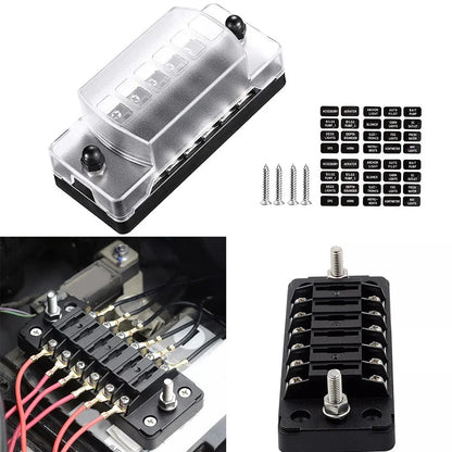 6 Way Car Fuse Box for Vehicles/Boats Compatible with 1A-20A Blade Fuses