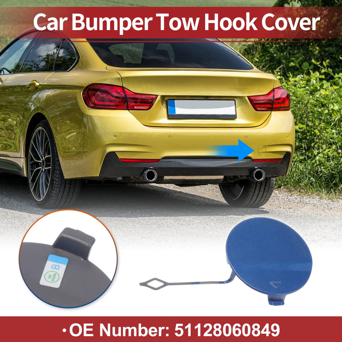 Rear Tow Hook Cover for BMW 428i (2014-2016) - Blue 1 x Cover