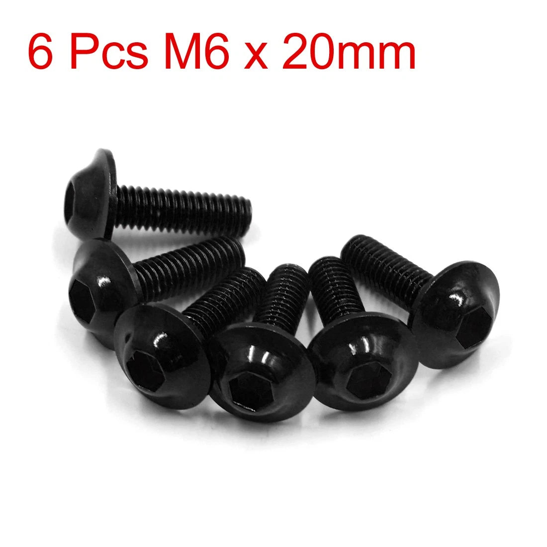 6 x M6 x 20mm Hexagon License Plates Fairing Bolts Screws Black for Motorcycle