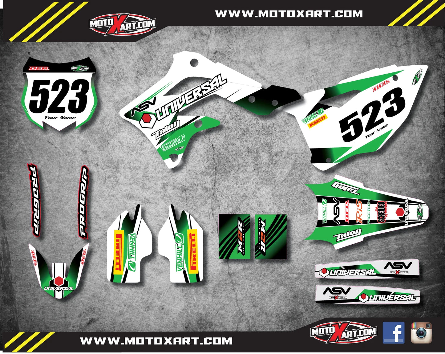 Custom Graphic Kit for Kawasaki KXF 450 STORM STYLE Decals (2012-2015)