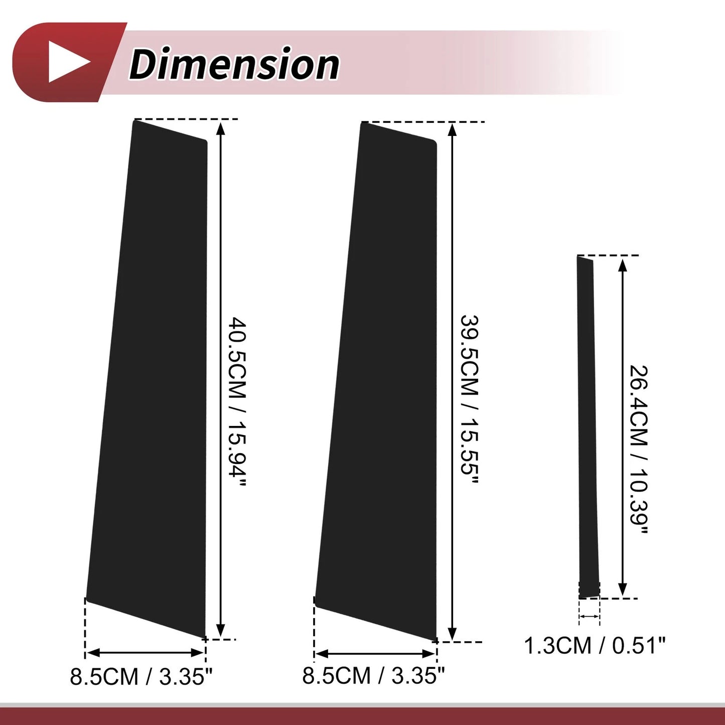 6 Pcs Black Door Pillar Window Trim for Lexus ES (2019-2022)