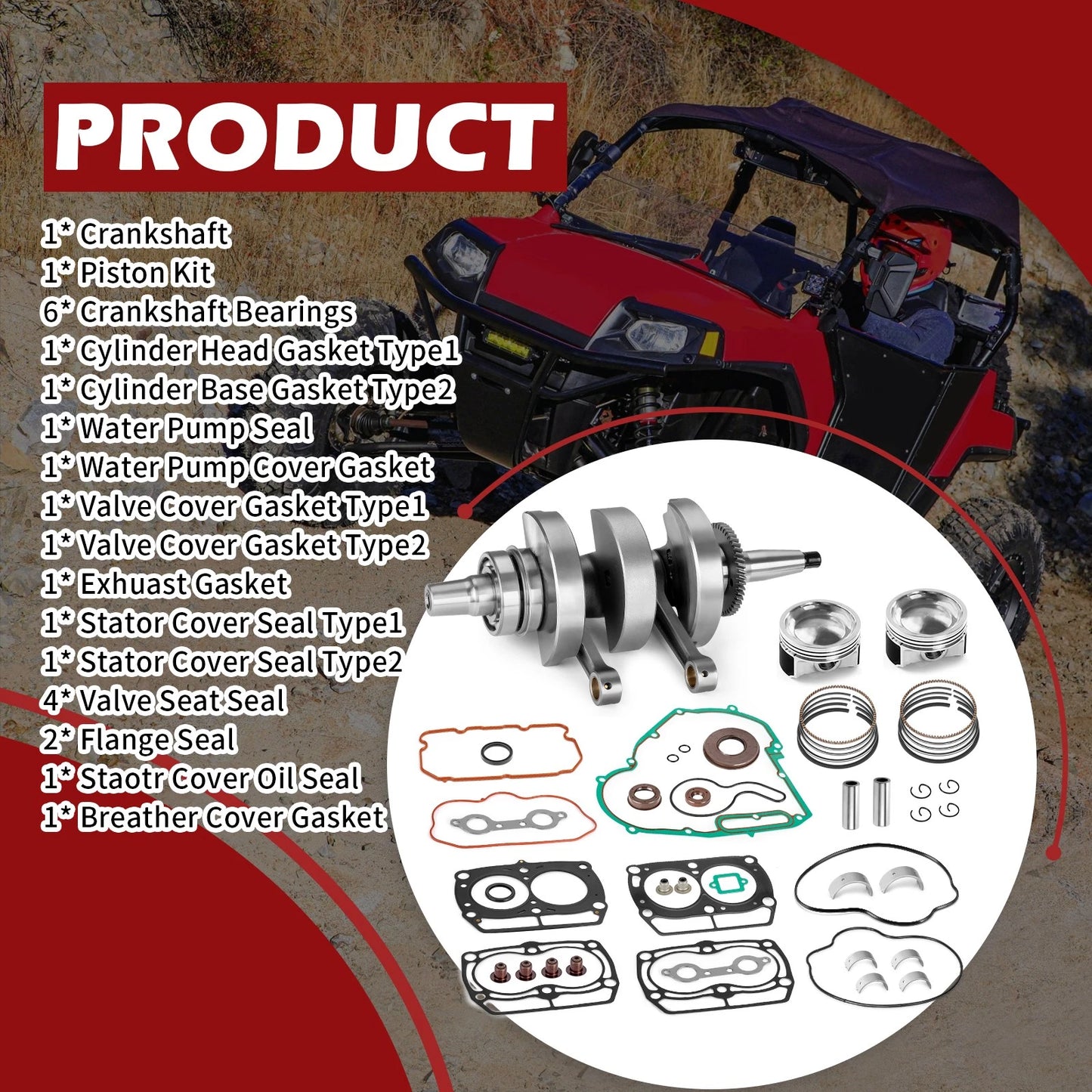 Crankshaft Crank Kit for Polaris Sportsman RZR Ranger 800 (2005–2014)