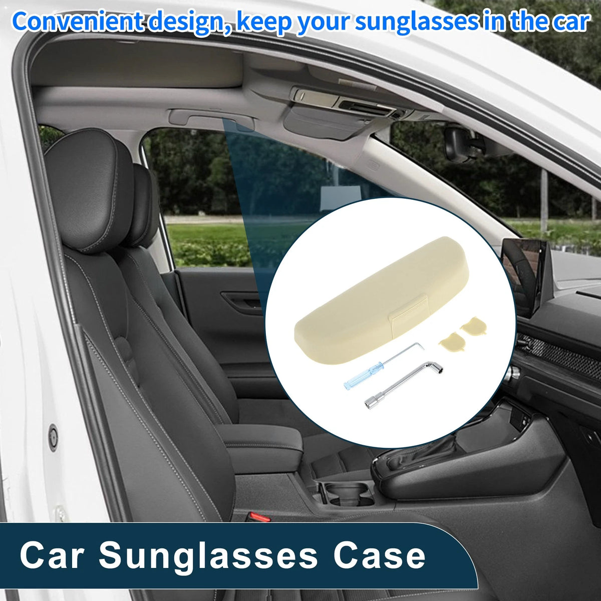 Sunglasses Case for Volvo XC90 Eyeglasses Holder Storage Box Beige (2016-2024)
