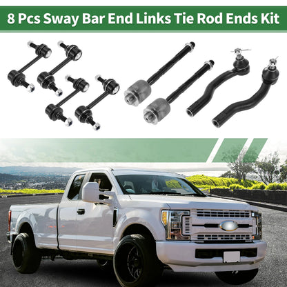 8pcs Front Suspension Kit Tie Rod Ends & Sway Bar Links for Ford Edge (2007-2010)