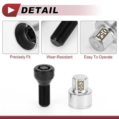 Set Wheel Lock Lug Nut Anti-theft Key Socket M14x1.25 for BMW