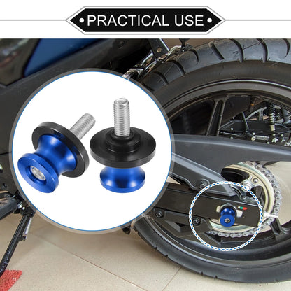 Pair Motorbike Swingarm Spools 8mm CNC Swing Arm Spools Slider Stand Blue