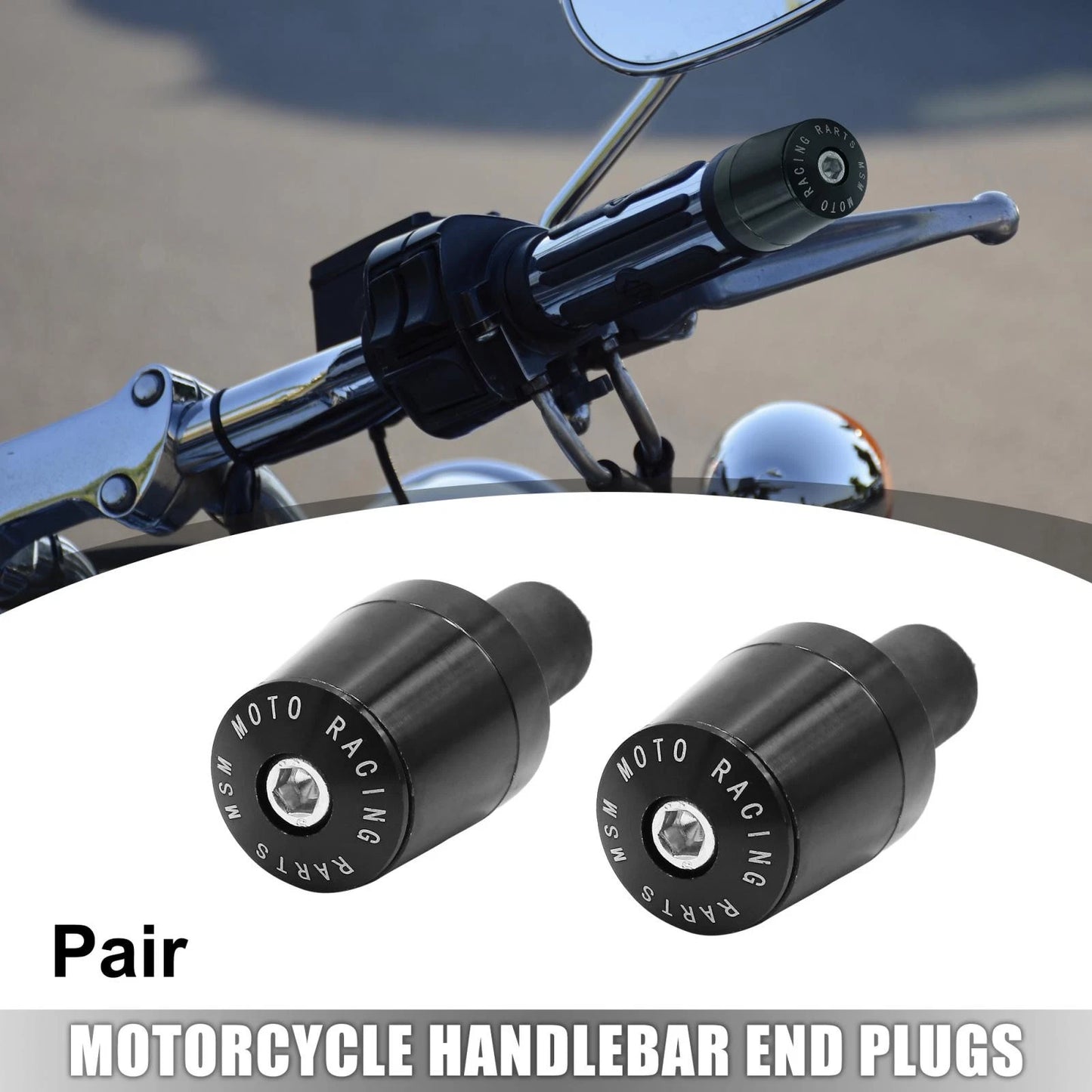 Pair 18mm 0.71in Aluminium Alloy Handlebar End Cap for Motorcycle