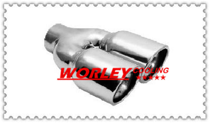 Exhaust Tip 2.25" Inlet Double Round Slanted Rolled