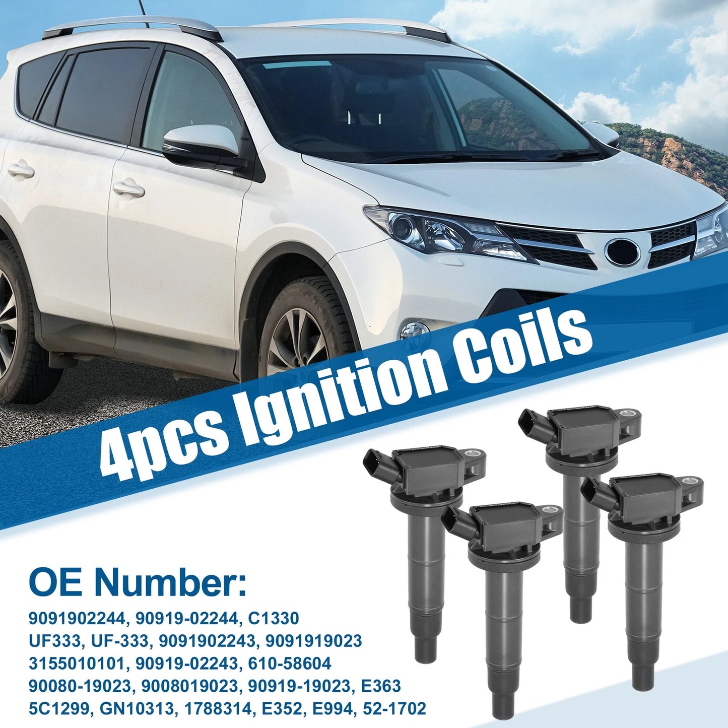 4 Pcs Ignition Coils for Toyota Camry RAV4 Solara 2.4L (2002-2006)