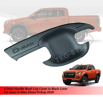 4 x Door Black Handle Bowl Cup Cover for Isuzu D-Max (2020)