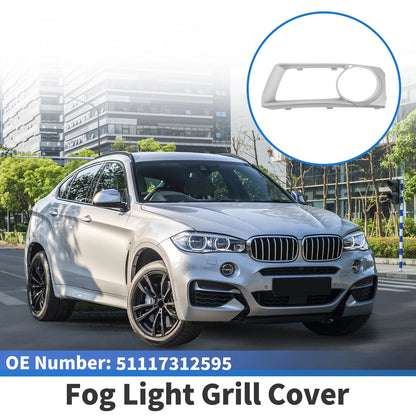 Front Left Fog Light Grill for BMW X6 (2012-2014) - 1 x Silver Tone