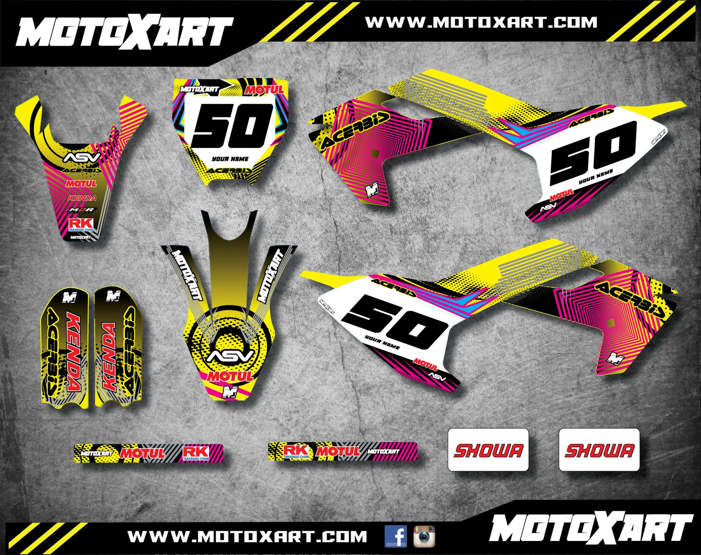 Full Custom Graphics Kit for Husqvarna TC 50 (2017-2018) - NEON Style Decals