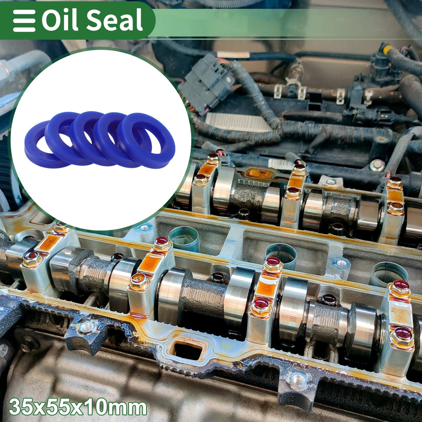 Oil Seal / 5 Pcs / Rotary Shaft Seal TPU 35x55x10mm Blue for Make Model