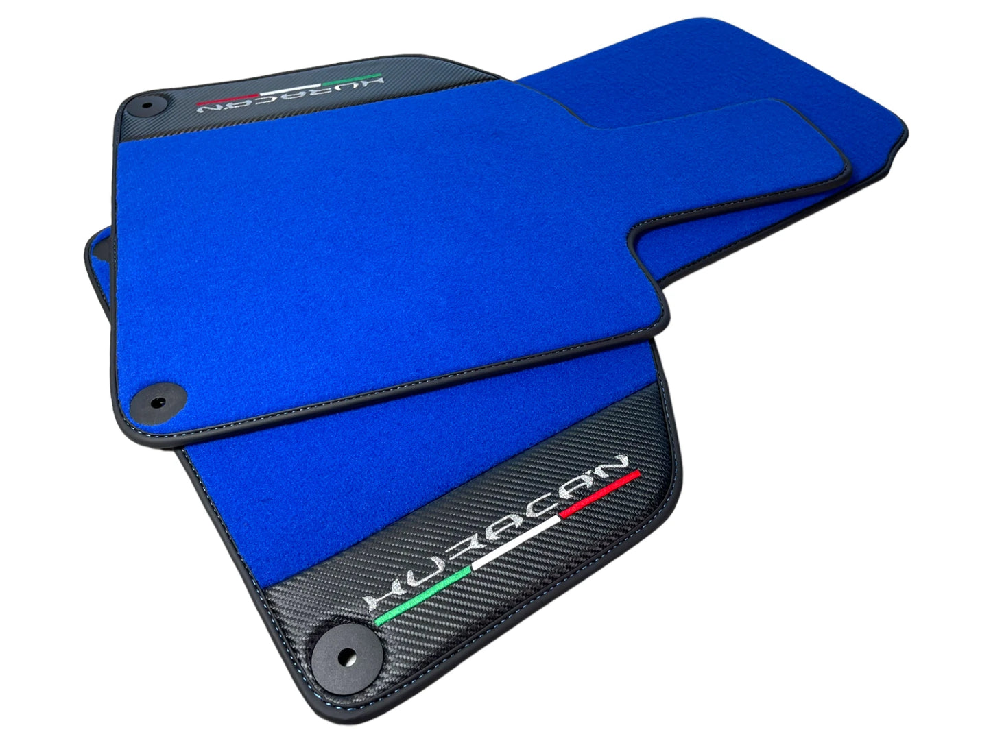 Blue Floor Mats for Lamborghini Huracan (2014-2023) - Carbon Fiber Leather