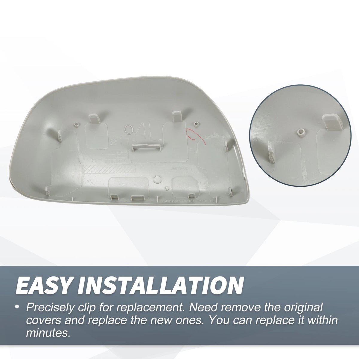 Left Side Car Mirror Cover Cap Gray for Toyota RAV4 (2006-2009)