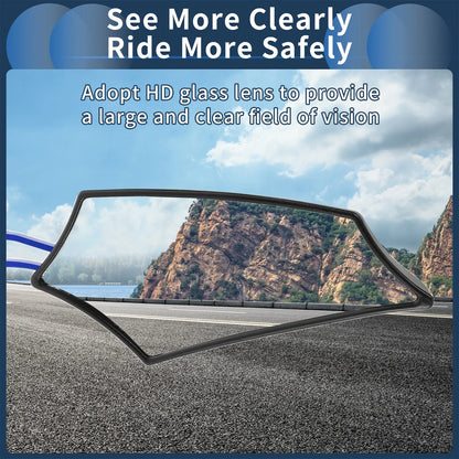 Rear View Mirror M8/M10 Motorcycle Side Rearview Mirror Blue Aluminum Alloy