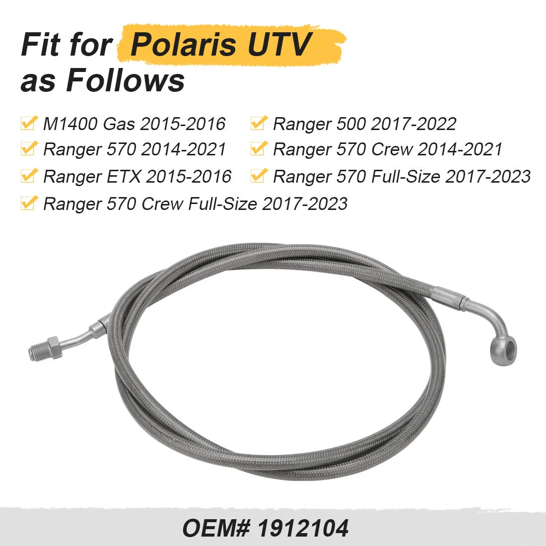 Rear Right Brake Hose Line for Polaris Ranger 570/500 (2017–2022, 2015–2016)