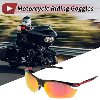 Goggles Motorcycle Riding Red Lens Black Red Frame Tri-acetel Cellulose