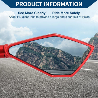 Pair Motorcycle Rear View Mirrors Prismatic Shape Red Aluminum Alloy