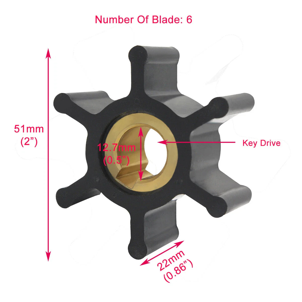 Sea Water Pump Repair Kit for Yanmar Marine 2GMF/3GMF/3GM30F, 70mm OD Gasket