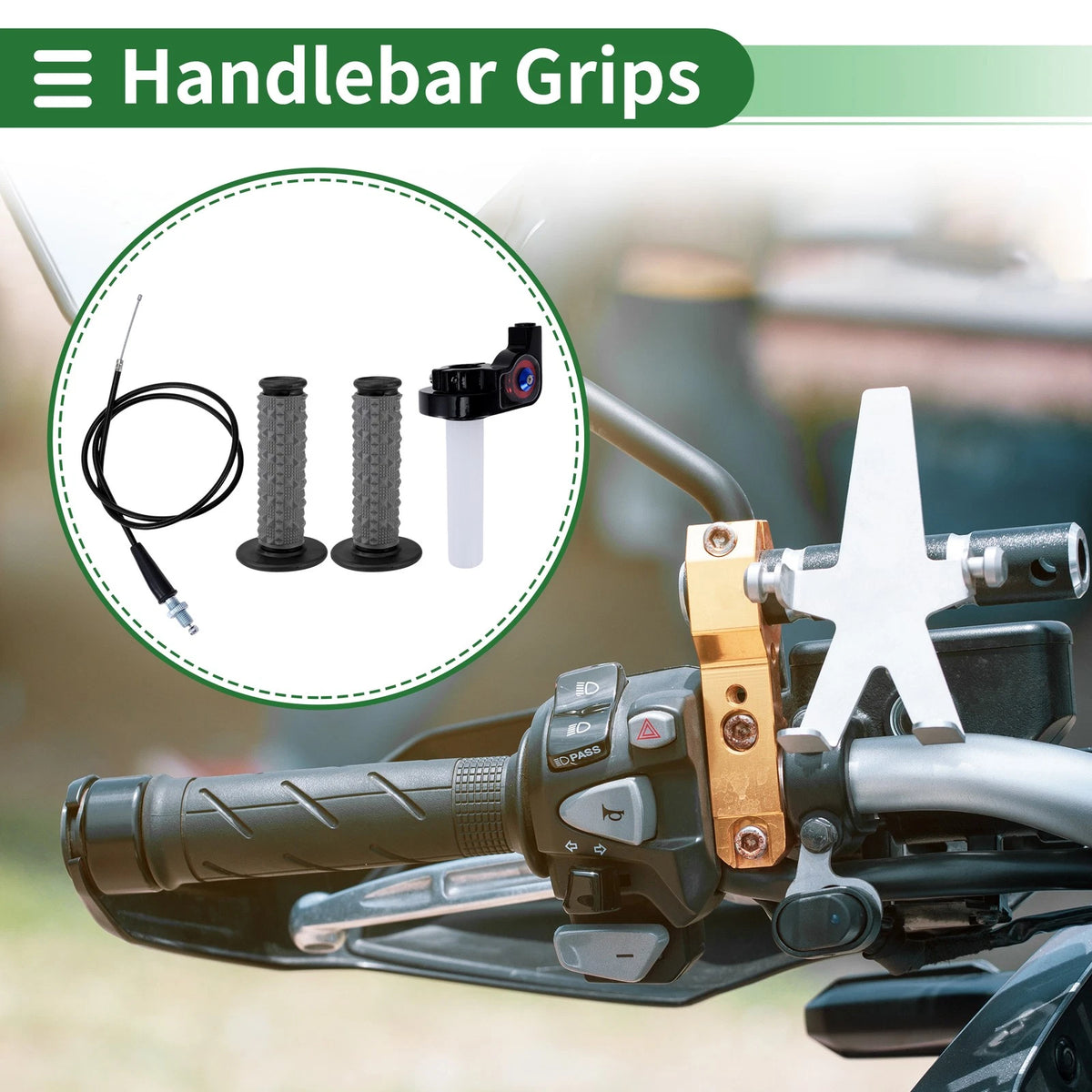 Hand Grips Cover Kit Rubber Black Texture / 7/8" 22mm for Motorcycle