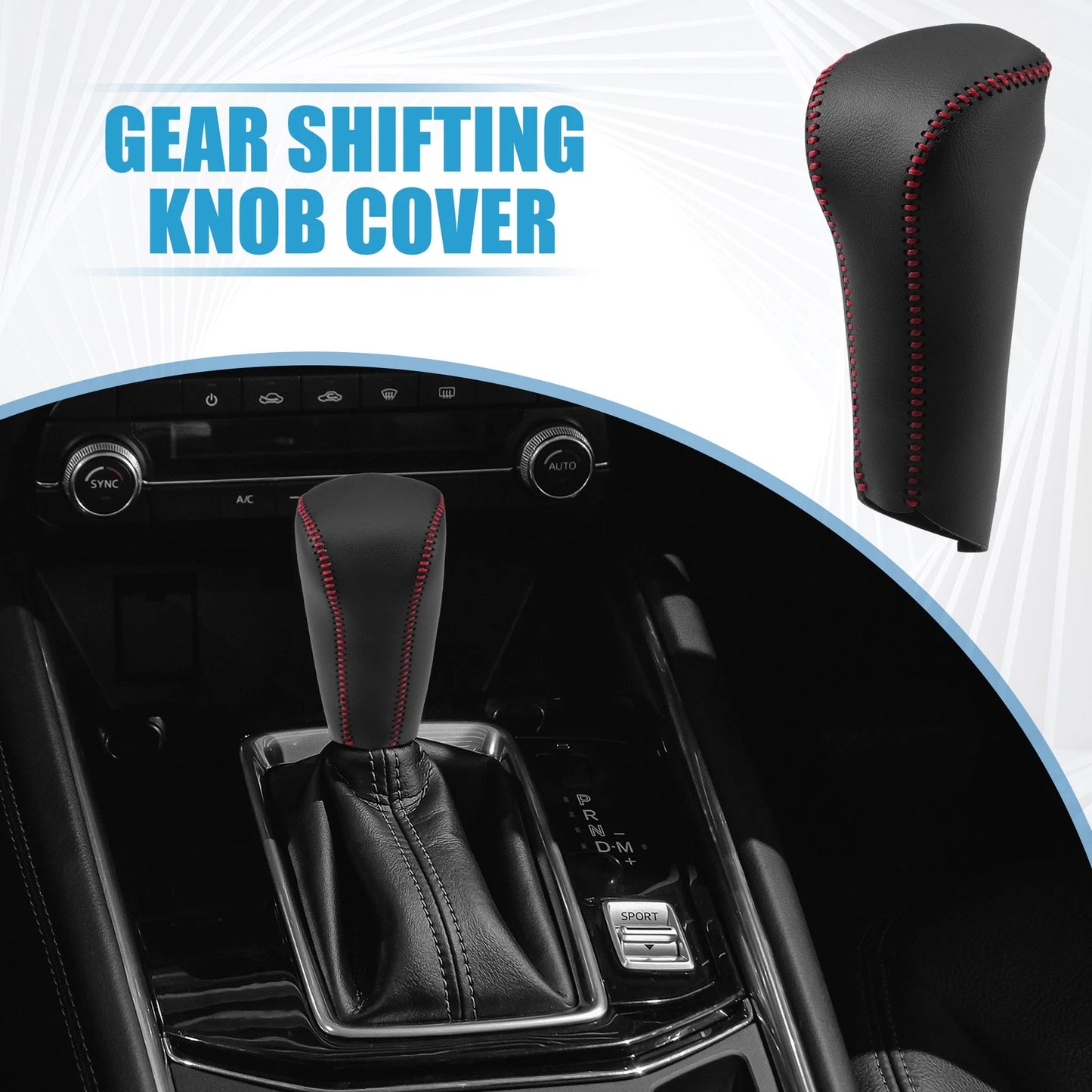 Gear Shift Knob Cover for Honda Civic (2006-2011) Black Red Stitches