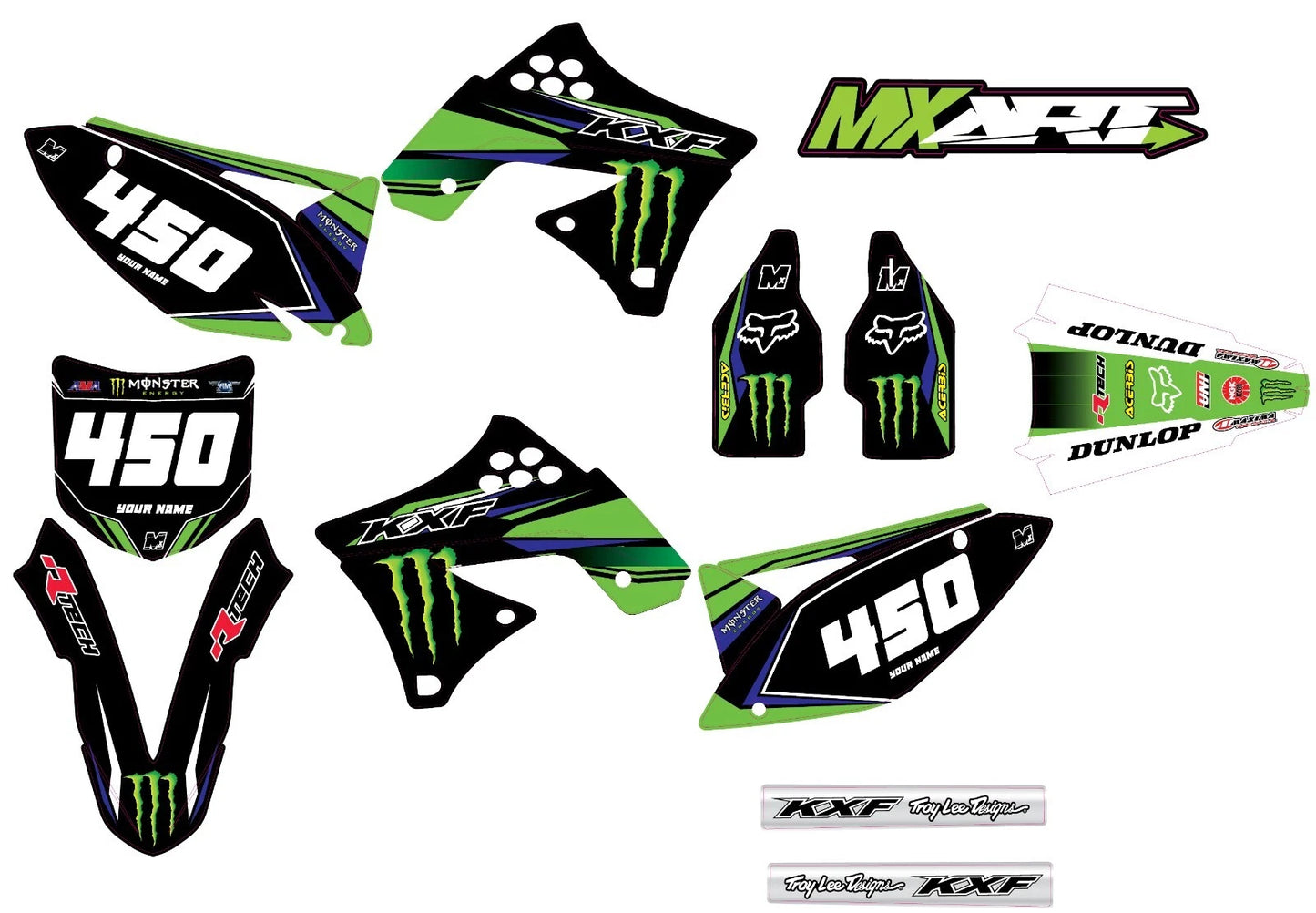 Full Graphics Kit for KXF 450 2009-2011 - SURGE Style Custom Decals