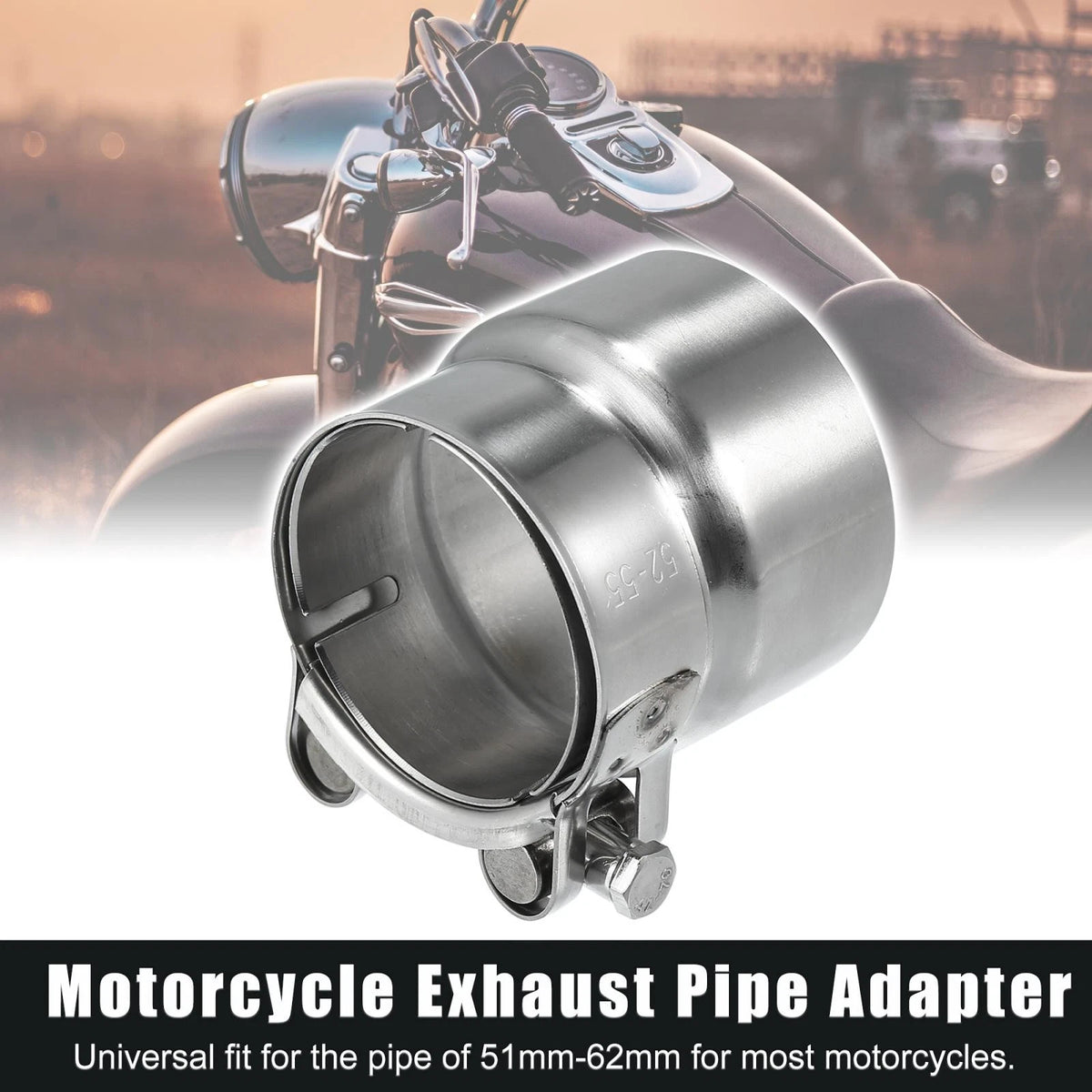 51-62mm 2.0-2.4in Exhaust Pipe Adapter Connector Reducer Muffler for Motorcycle