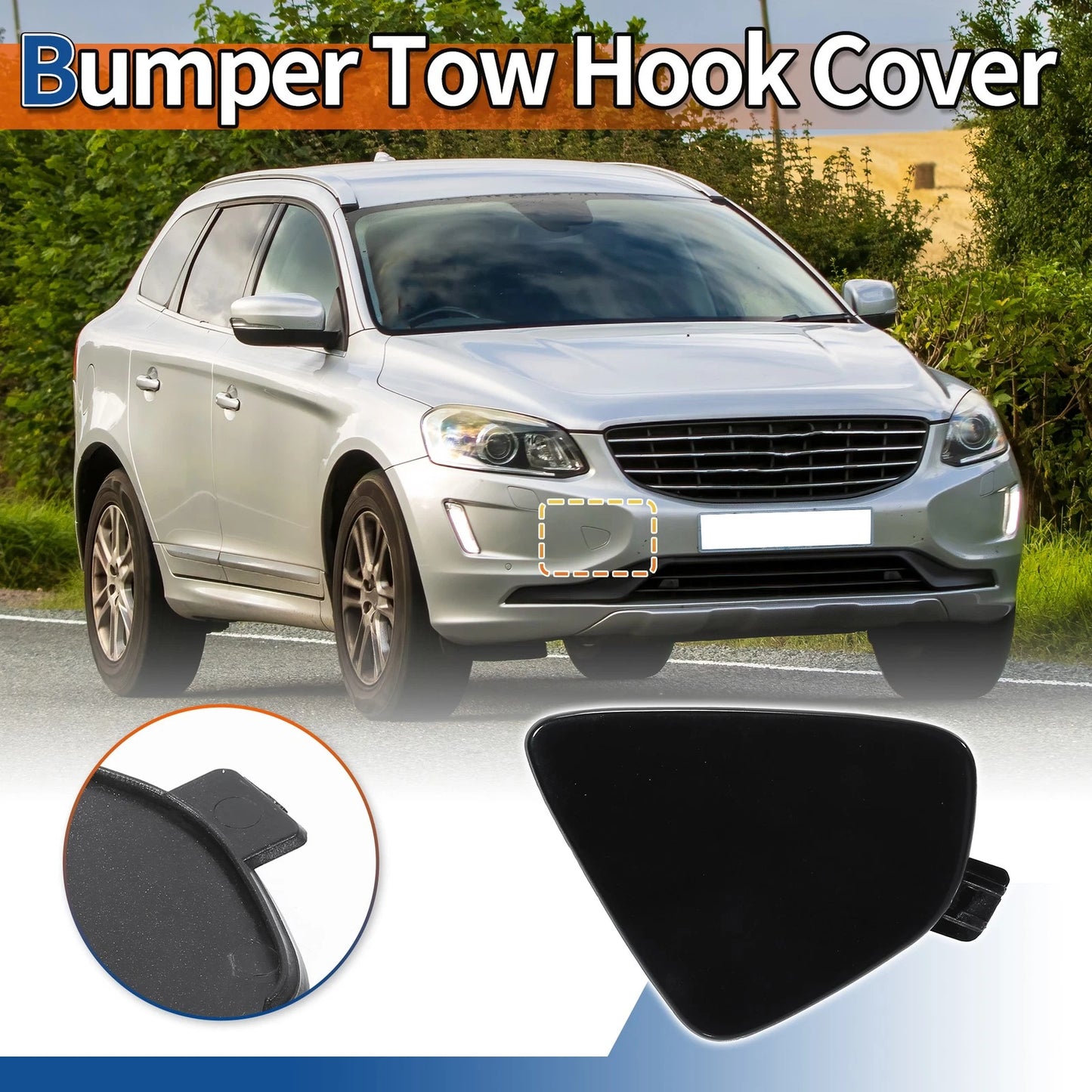 Front Right Tow Hook Cover for Volvo XC60 (2014-2017) Black