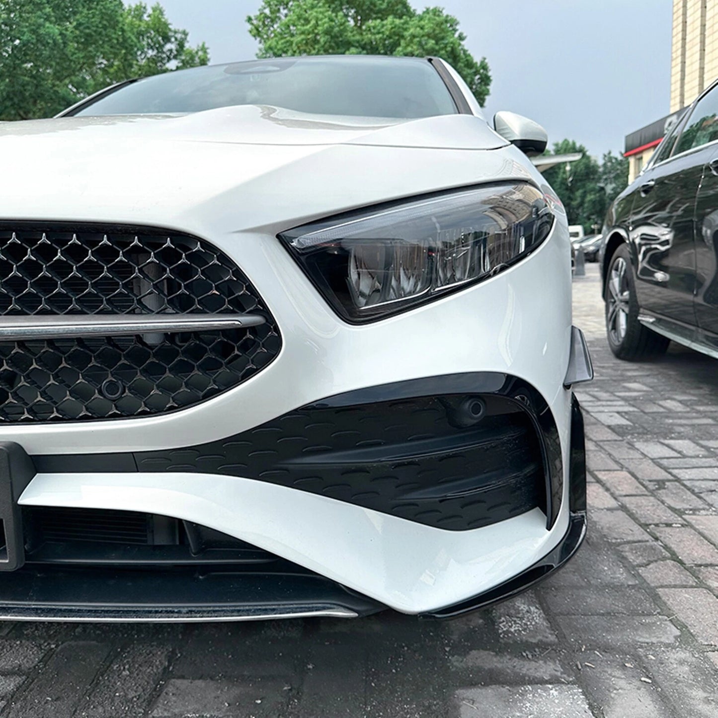 Gloss Black Front Side Spoiler Trim for Benz A Class W177 (2023-2024)