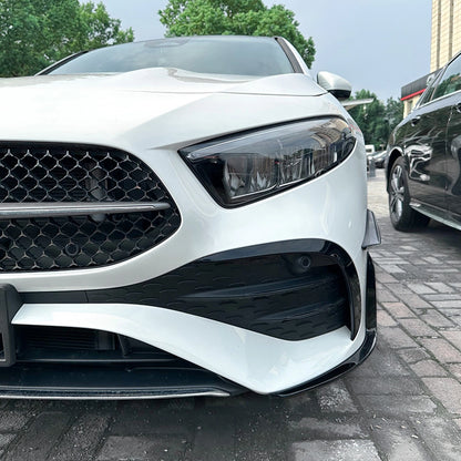 Gloss Black Front Side Spoiler Trim for Benz A Class W177 (2023-2024)