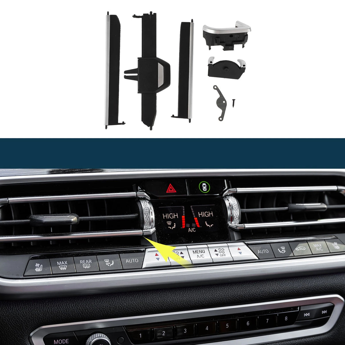 AC Air Vent Clips for BMW X5 G05 2019-2023 Black Silver Tone 1 Set