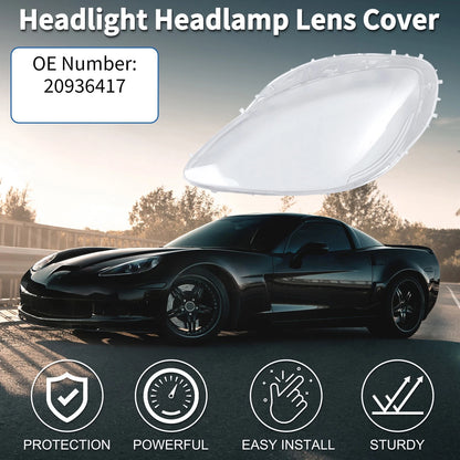1x Front Left Headlight Lens Cover for Chevy Corvette C6 (2005-2013) Clear