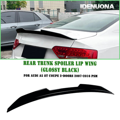 Gloss Black Rear Boot Spoiler Lip for Audi A5 8T Coupe (2007-2016)