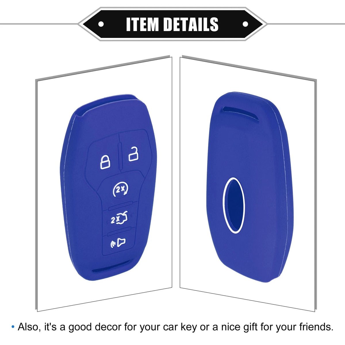 TPU Dark Blue Remote Keyless Smart Key Fob Cover for Ford Explorer (2011-2023)
