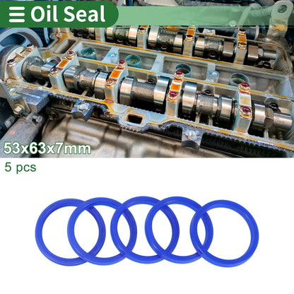 Oil Seal 53x63x7mm TPU Rotary Shaft Seal Blue 5 pcs for Vehicle