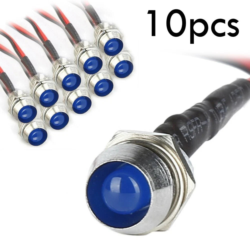 10x 12V LED Panel Indicator Lights for Car/Truck/Boat - Waterproof Bulb