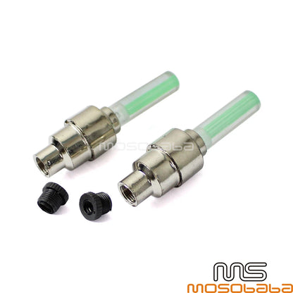 Green LED Flash Neon Lamp Wheel Tire Rim Valve Caps for Motorcycle
