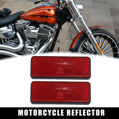 2 x 87.5mm Red Rectangular Reflective Warning Reflector for Motorcycle