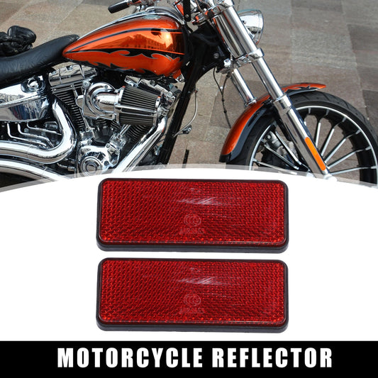 2 x 87.5mm Red Rectangular Reflective Warning Reflector for Motorcycle