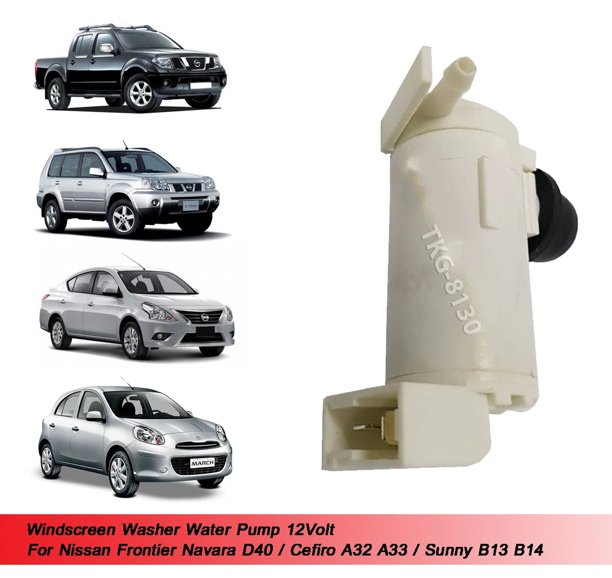 Windscreen Washer Pump for Nissan Frontier, Maxima (A32, A33), Sunny, Micra (1993-2004)
