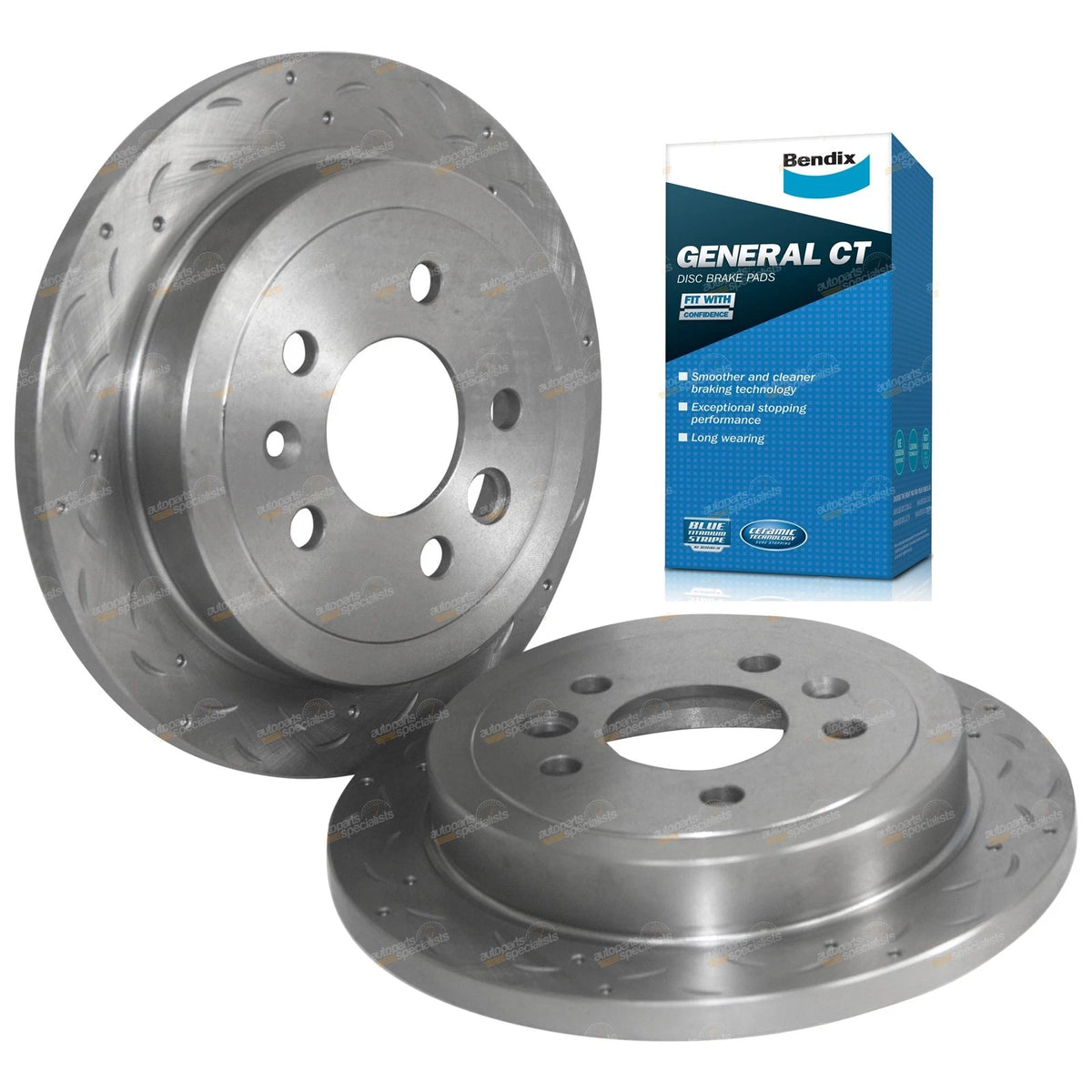 Rear Slotted Disc Rotors + Brake Pads for Falcon AU Series (2000-2002)
