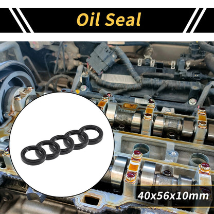 Oil Seal Rotary Shaft Seal NBR Rubber 40x56x10mm Black 5 Pcs