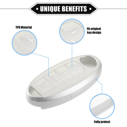 4 x Key Fob Shell Cover Case for Nissan Altima (2007-2020) Flexible White