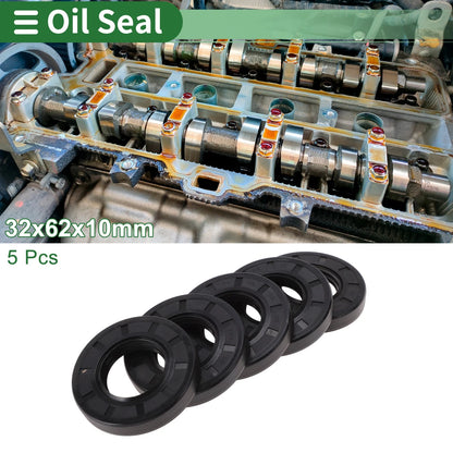 Oil Seal NBR Rubber 32x62x10mm High Pressure Black 5 Pcs