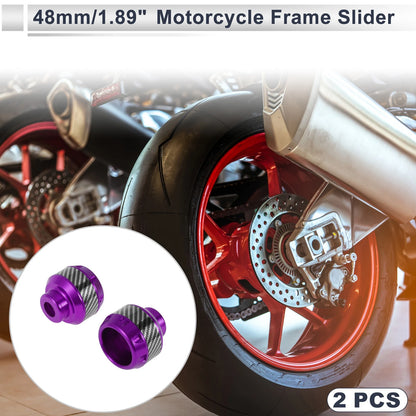 14mm Aluminum Alloy Carbon Fiber Motorcycle Slider Frame 2 x Purple for Make Model